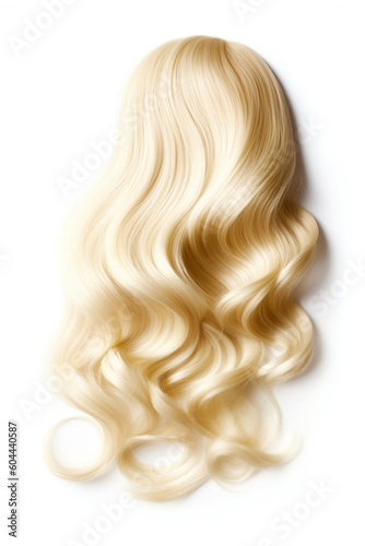 Isolated Curly Blonde Lock for Haircut, Hairstyle, and Color Concept, generative AI