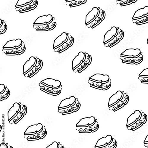 Seamless pattern with sandwiches on transparent or white background vector illustration