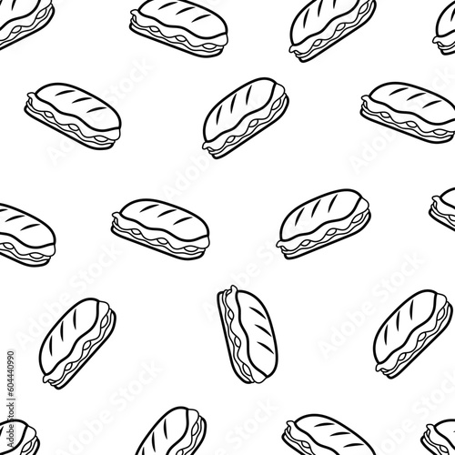 seamless pattern with bread Doodle Sandwich seamless pattern background