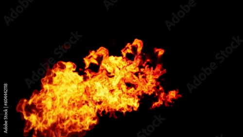 Close-up of the blazing fire scene in real and realistic colors Isolated by Alpha channel (transparent background)