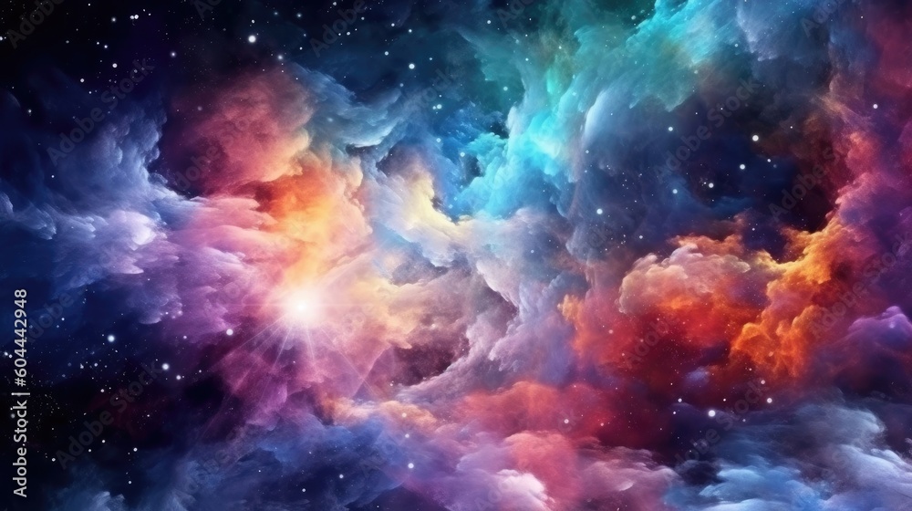 The universe has a colorful galaxy cloud and starry night. (Generative AI)