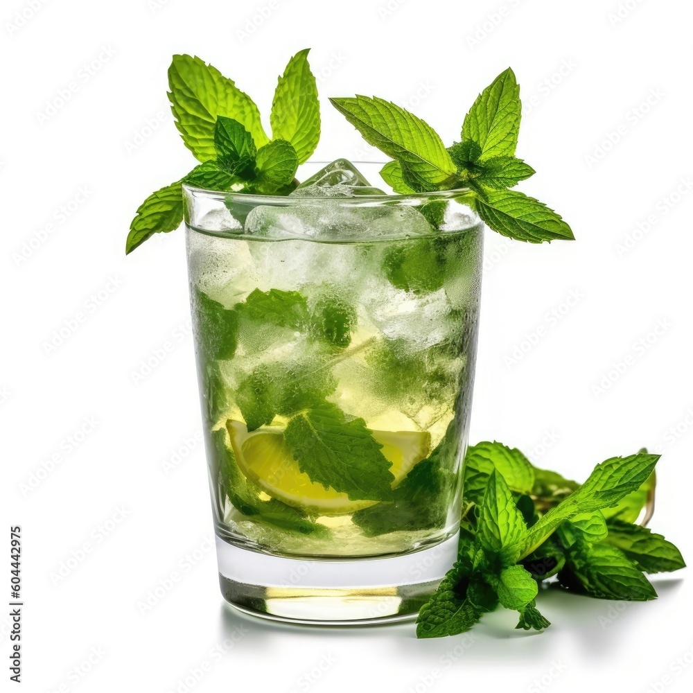 Mojito Cocktail isolated on white (generative AI) Mojito Cocktail isolated on white (generative AI)