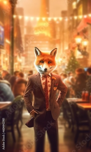 Fox dressed in a suit like a businessman (generative AI)