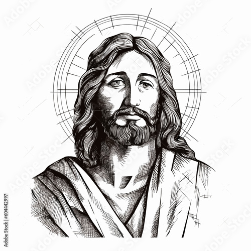 Jesus hand drawn ink vector illustration