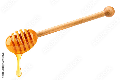 Foto Honey dripping isolated on white background, clipping path, full depth of field