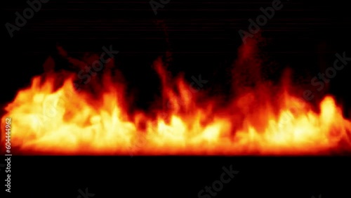 Close-up of the blazing fire scene in real and realistic colors Isolated by Alpha channel (transparent background)