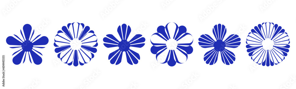 Collection of blue flowers – Set of decorative flowers or floral ornaments Collection of blue flowers – Set of decorative flowers or floral ornaments