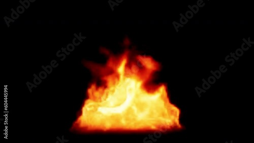Close-up of the blazing fire scene in real and realistic colors Isolated by Alpha channel (transparent background)