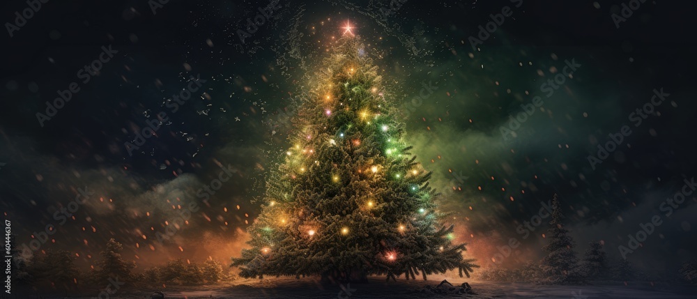 Naklejka premium christmas tree with christmas decorations 