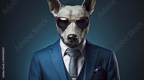 AI generated portrait of man in business suit with dog head, representing trust, dependability, and the ability to lead © Emiliia
