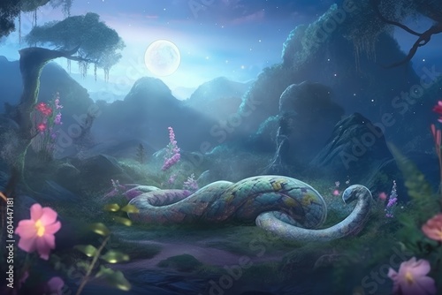 fairytale bird creature in the forest. distinct generative AI image.