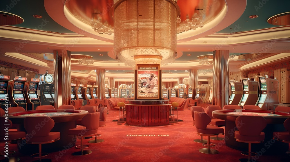 Fototapeta premium red casino interior. generative AI illustration.