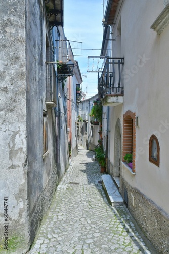 A narrow street of Macchia d'Isernia, a medieval village in the mountains of Molise., Italy. © Giambattista