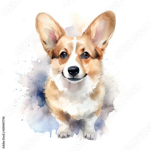 Cute corgi dog. Illustration AI Generative.