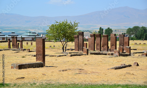 The Seljuk cemetery, located in Ahlat, Turkey, is an important tourism region. photo