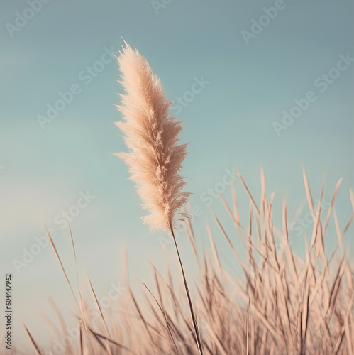 Minimalist background with pampas grass. Illustration AI Generative