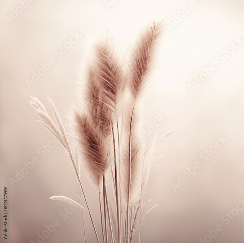 Minimalist background with pampas grass. Illustration AI Generative