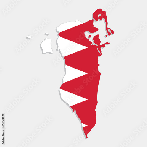 bahrain map with flag on gray background