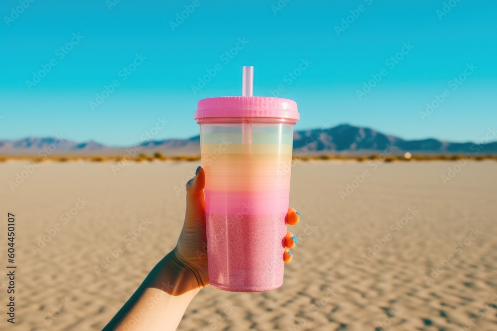 AI Generated people who use tumbler reusable items instead background AI Generated people who use tumbler reusable items instead background