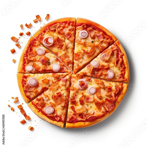 Delicious Pizza on a White Background Generative AI