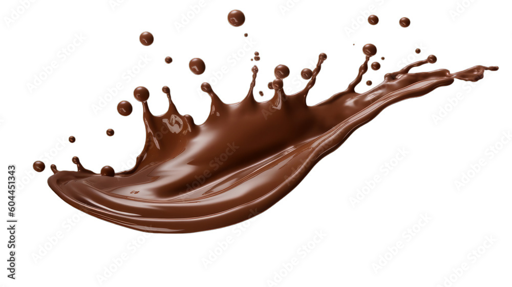 A simple brown chocolate splash on a transparent background, Generative AI A simple brown chocolate splash on a transparent background, Generative AI