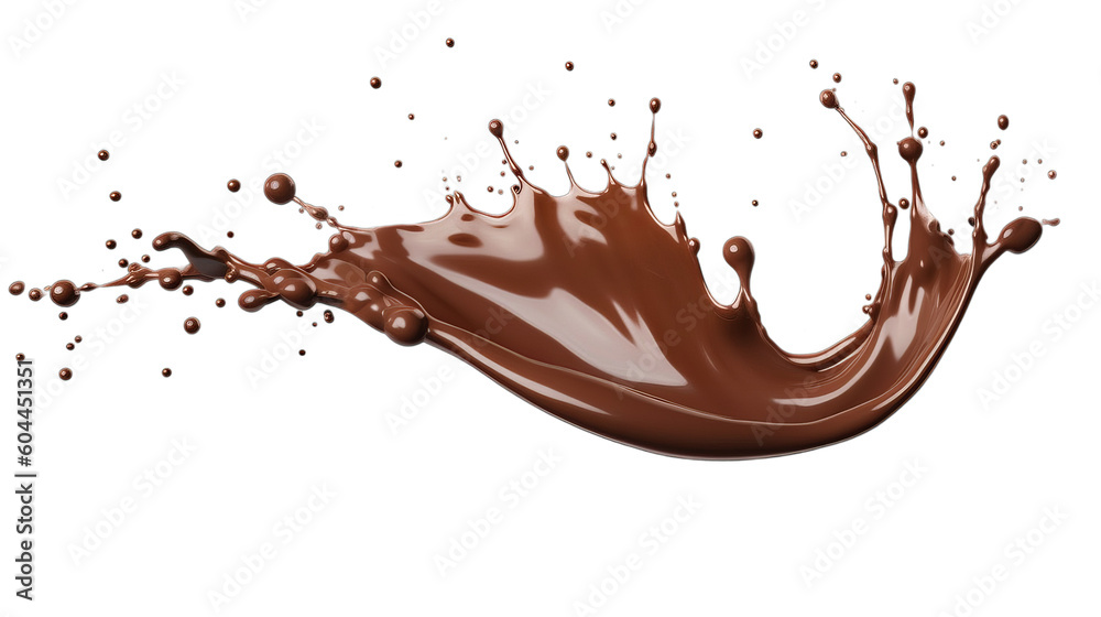 A simple brown chocolate splash on a transparent background, Generative AI A simple brown chocolate splash on a transparent background, Generative AI