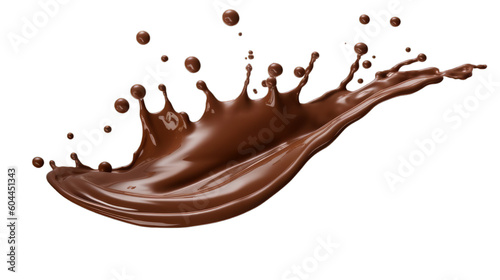 A simple brown chocolate splash on a transparent background, Generative AI