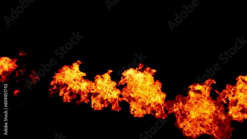 Close-up of the blazing fire scene in real and realistic colors Isolated by Alpha channel (transparent background)