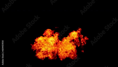 Close-up of the blazing fire scene in real and realistic colors Isolated by Alpha channel (transparent background)