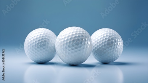white golf balls isolated on a blue background