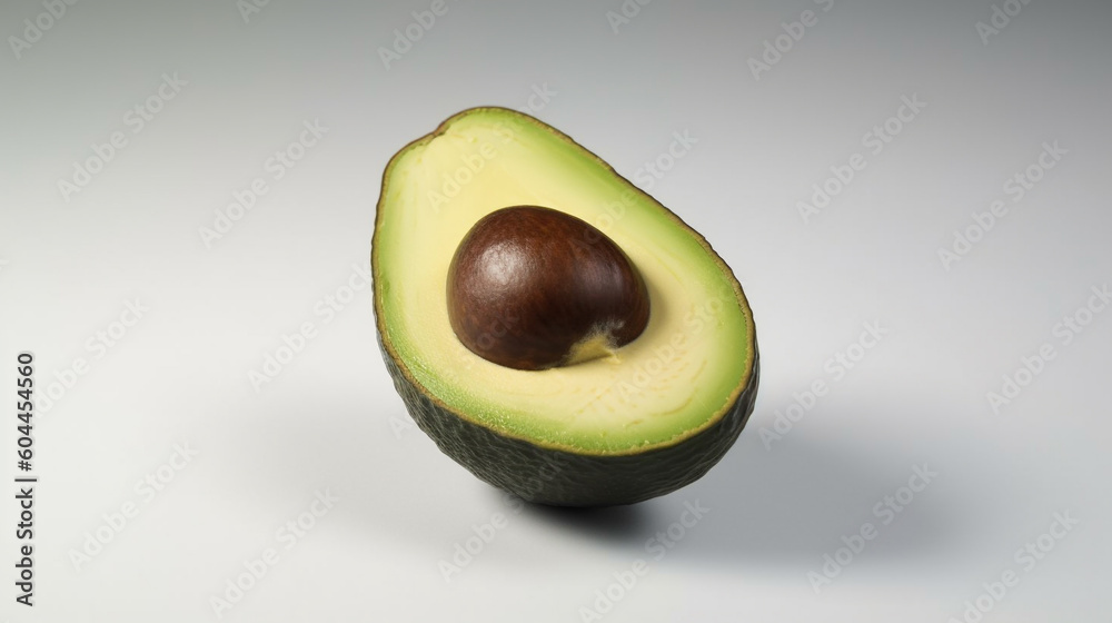 Avocado half isolated on white background. Ripe fresh green avocado ,  Created using generative AI tools.