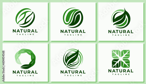 Minimalist line organic plant leaf logo design