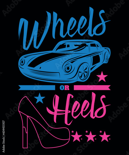 Wheels Or Heels, Gender Reveal Shirts, Shirt Print Template SVG