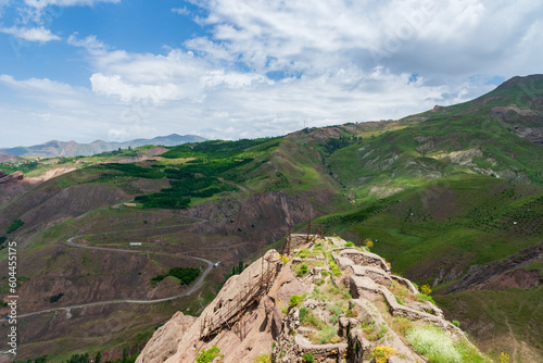 Alamut Castle view in the Alamut mountain in Iran. Alamut was a mountain fortress located in Alamut region in the South Caspian province of Daylam near the Rudbar region in Iran photo