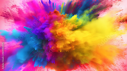 Colorful rainbow holi paint splash, color powder explosion.