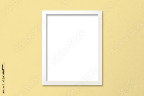 Poster Mockup with White Frame on Yellow Textured Wall