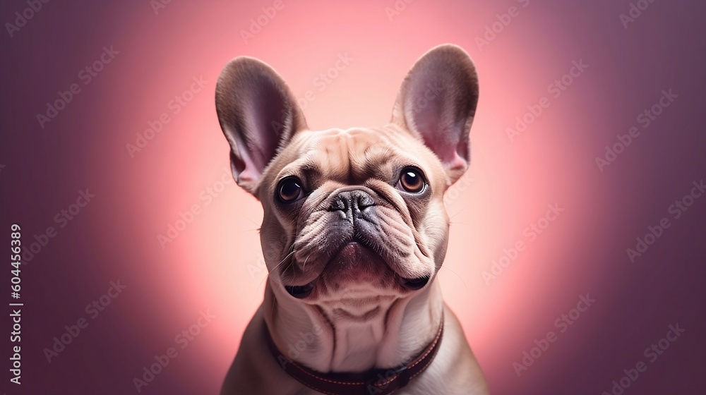 French bulldog isolated over lila and purple background - Generative AI