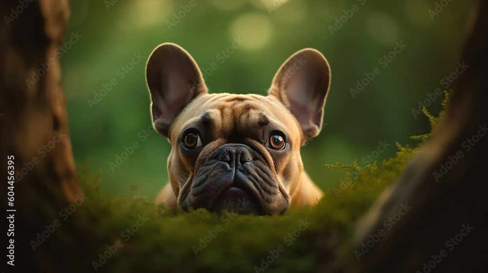French bulldog isolated over green background - Generative AI