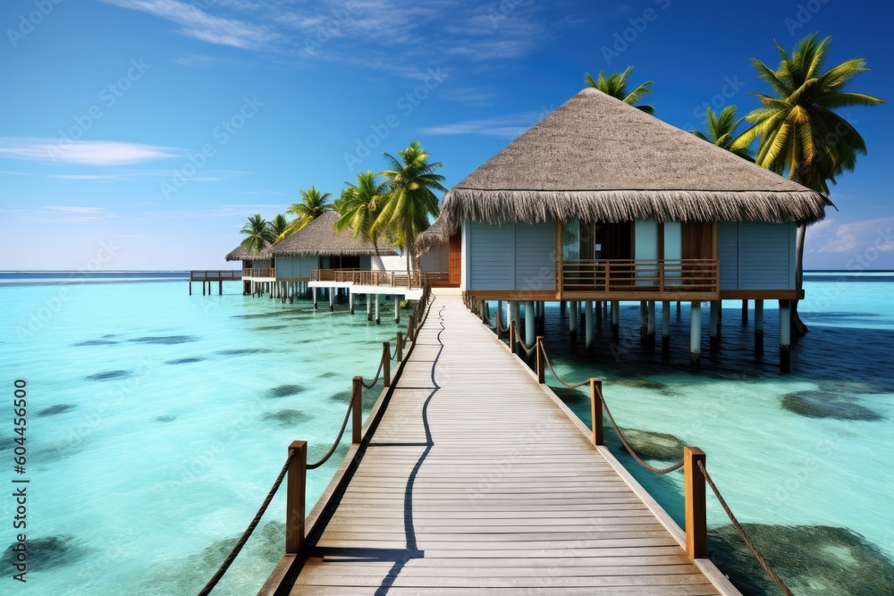 Maldives island Travel summer holiday vacation idea concept. Generative AI. Maldives island Travel summer holiday vacation idea concept. Generative AI.