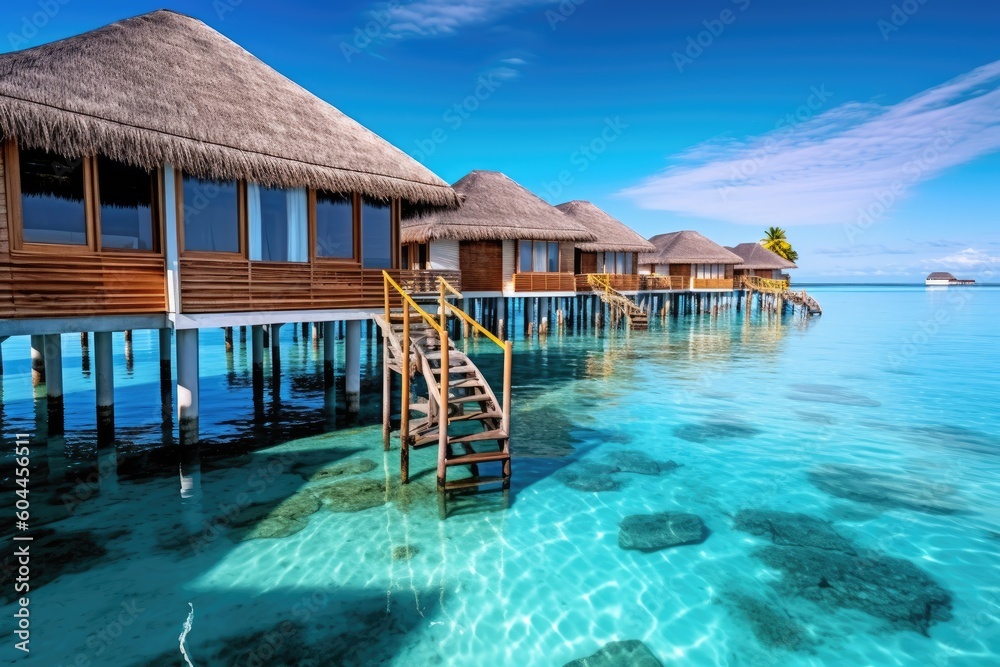 Maldives island Travel summer holiday vacation idea concept. Generative AI.