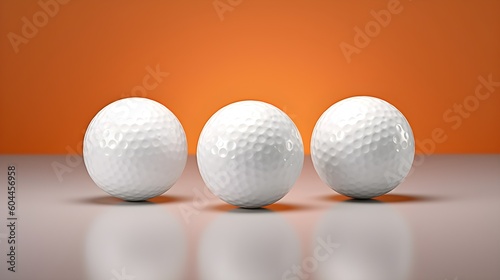 White golf balls on orange background