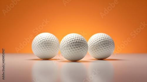 White golf balls on orange background