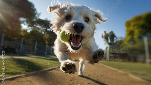 Terrier dog playing with ball