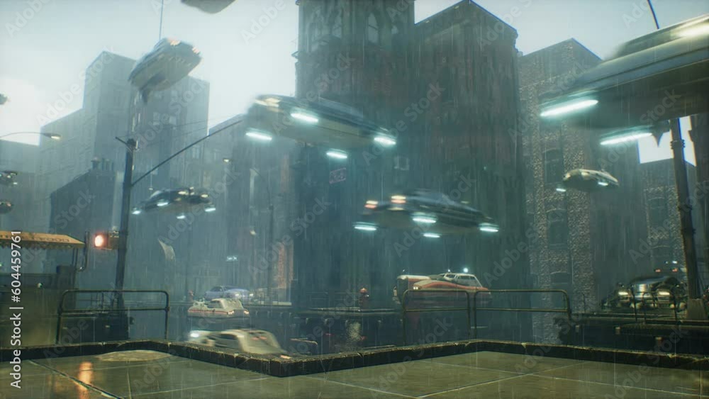 Video „Flying cars, soaring at immense speeds, cut through the rain ...