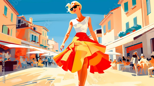 Beautiful summer day in a small town by the sea