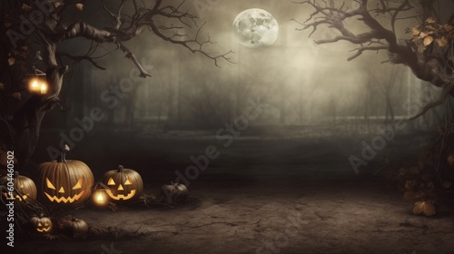Spooky Halloween background. Illustration AI Generative.