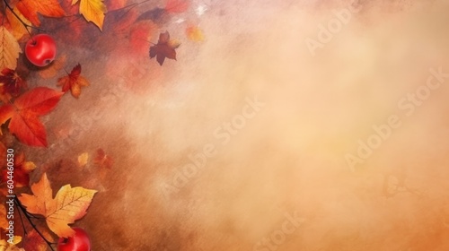 Welcome Autumn background. Illustration AI Generative.