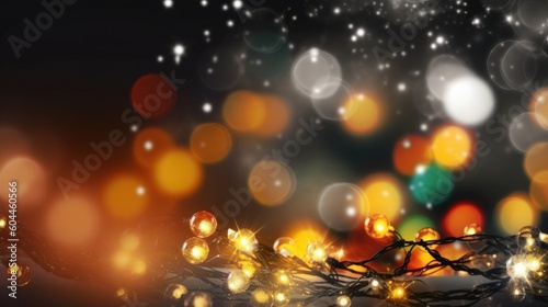 Magic Christmas lights background. Illustration AI Generative.