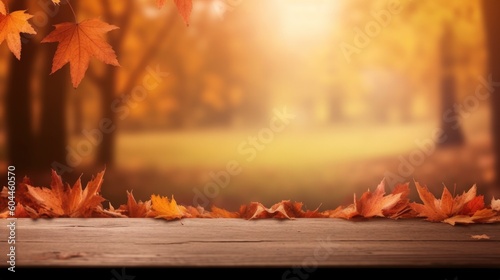 Welcome Autumn background. Illustration AI Generative.