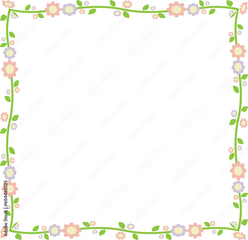 The flower Boarder cartoon style natural concept